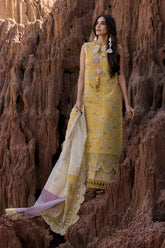 RANG RASIYA - 3PC DHANAK EMBROIDERED SHIRT WITH KHADI NET EMBROIDERED DUPATTA AND TROUSER - HZG2400